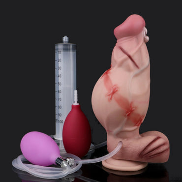 Inflatable Squirting Dildo – 7.5” Champion with Piercings & Texture - BeastGasm