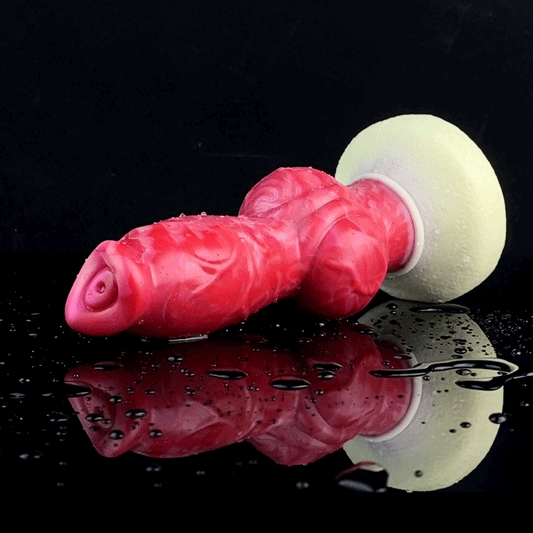 Canine Knot Plug with Suction Cup | 8.66 in Platinum Silicone - BeastGasm