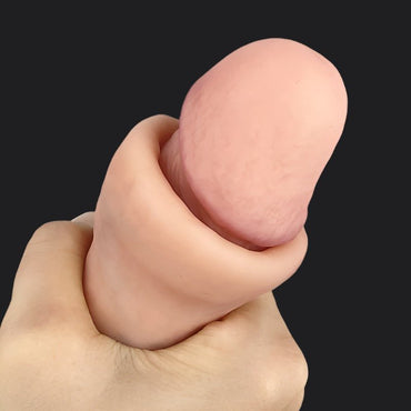 Sliding Foreskin Uncut Dildo – Dual Density, Hands-Free Play - BeastGasm