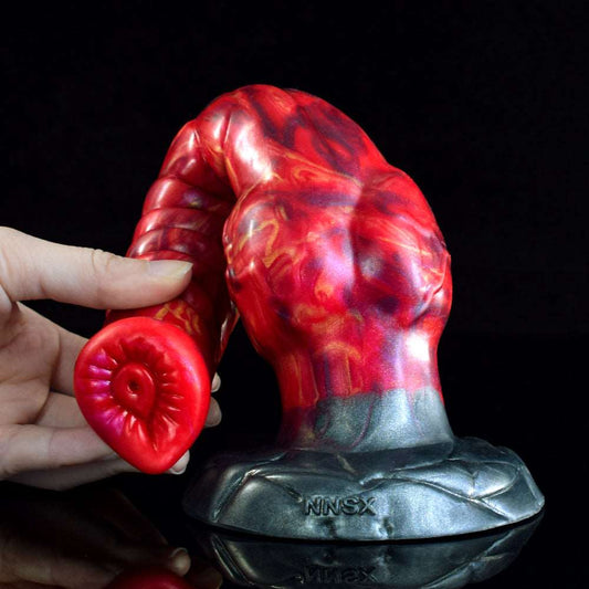 🐺 Aoudo - 9.3" Fantasy Wolf Dildo with Knot & Ribbed Curve - BeastGasm