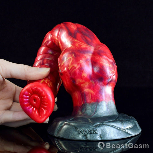 🐺 Aoudo - 9.3" Fantasy Wolf Dildo with Knot & Ribbed Curve - BeastGasm