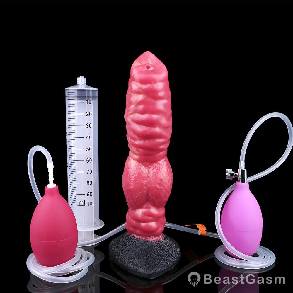 🐕🦺 Inflatable Dog Dildo with Knot & Squirting Function – BeastGasm Fantasy Toy - BeastGasm