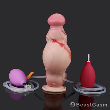 Inflatable Squirting Dildo – 7.5” Champion with Piercings & Texture - BeastGasm