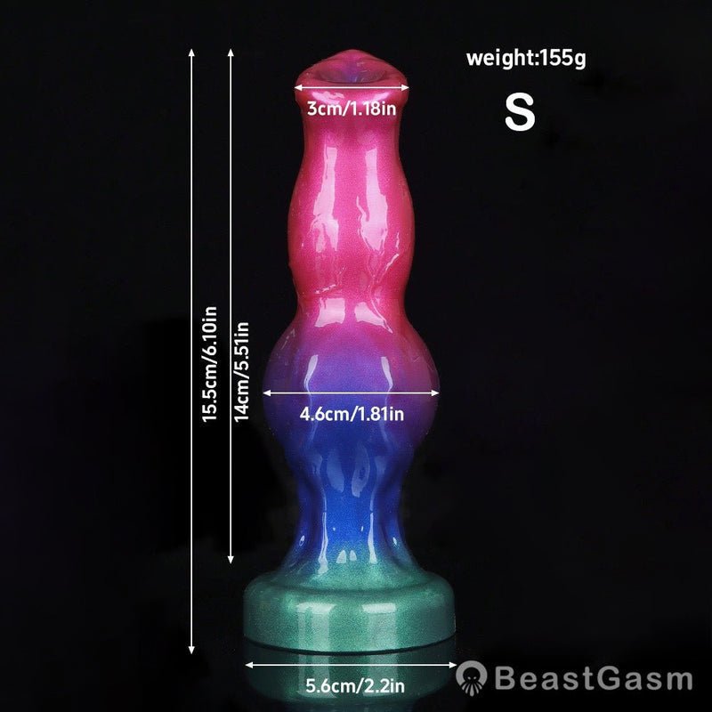 Slim Dog Rainbow Knot Dildo ๐ Double Nodule Pleasure Toy - BeastGasm