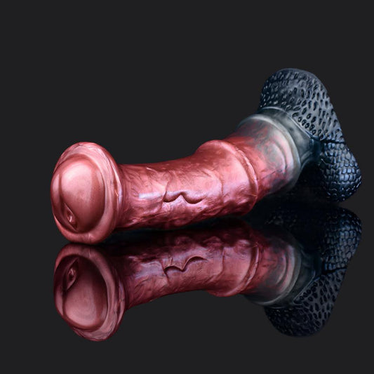 Unleash Wild Pleasure: Metallic Red Horse Dildo - BeastGasm