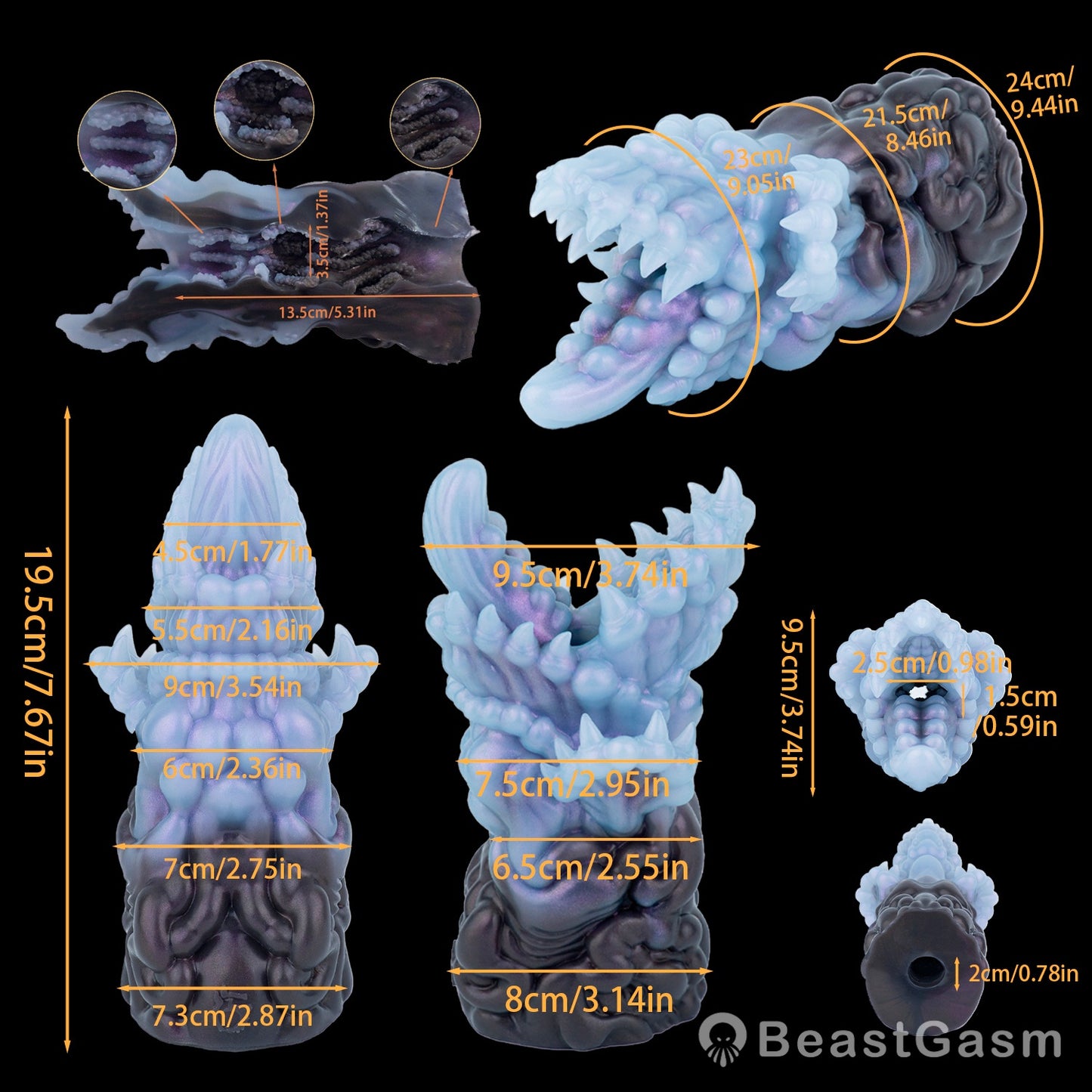 💋 Abyss Mouth Alien Fantasy Stroker – Platinum Silicone
