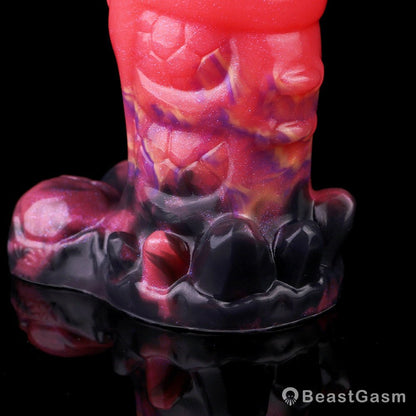 Blood-Red Dildo Butt Plug – Fantasy Anal Toy With Dragon Texture - BeastGasm
