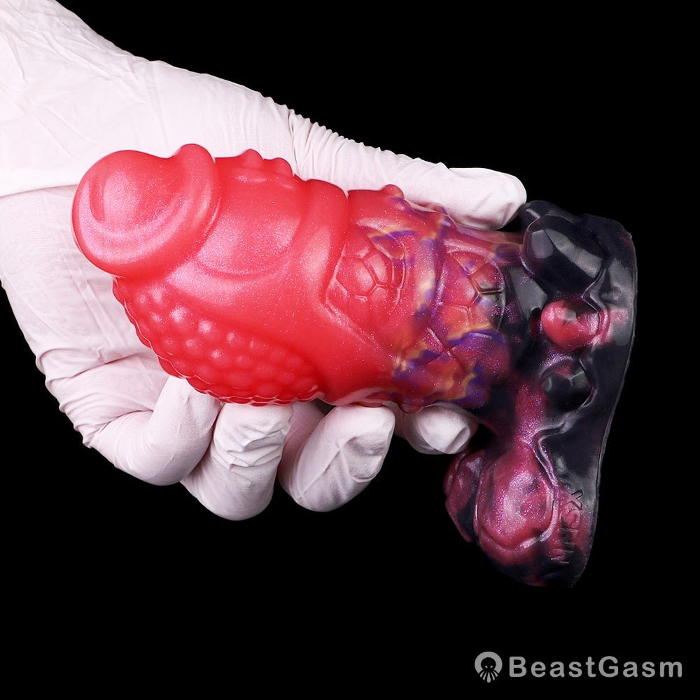 Blood-Red Dildo Butt Plug – Fantasy Anal Toy With Dragon Texture