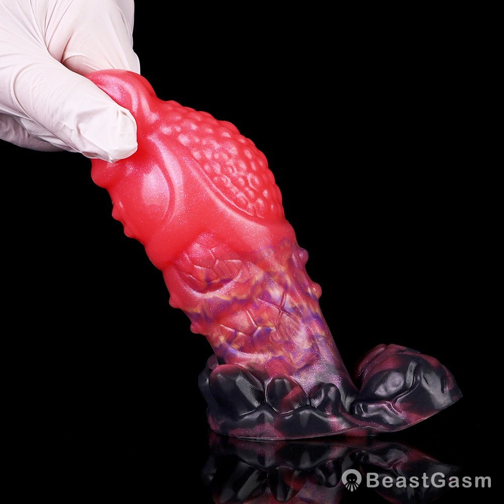 Blood-Red Dildo Butt Plug – Fantasy Anal Toy With Dragon Texture - BeastGasm