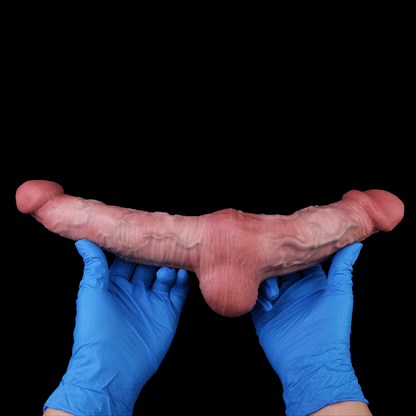 ⭐️ Twin Titan Asymmetric Double Dildo – Platinum Silicone