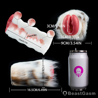 🐆 Snow Leopard Pocket Pussy | Detachable Fur Male Masturbator