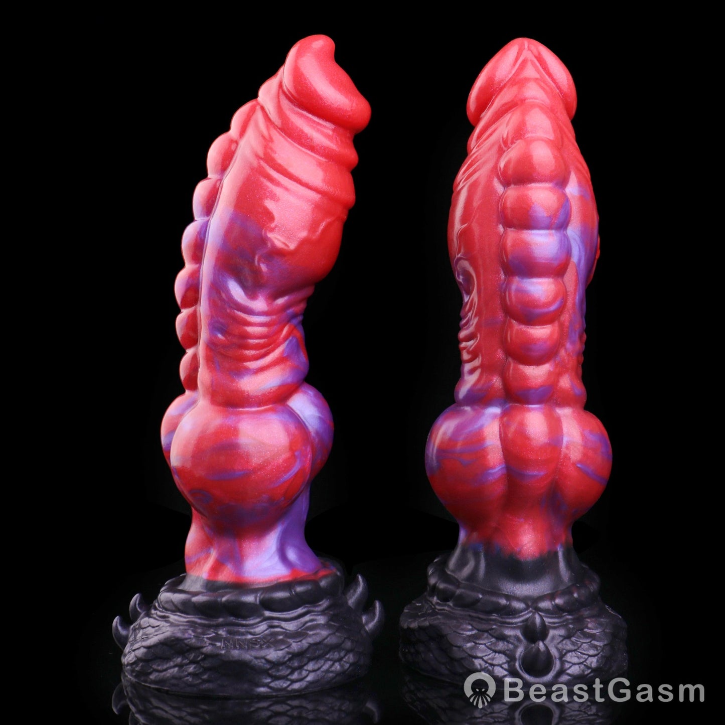 🐦‍🔥 Crimson Dragon Fantasy Dog Dildo — Multi-Texture Platinum Silicone