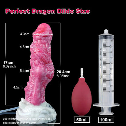 8 - Inch Fantasy Ejaculating Dildo – Dragon Knot, Waterproof - BeastGasm