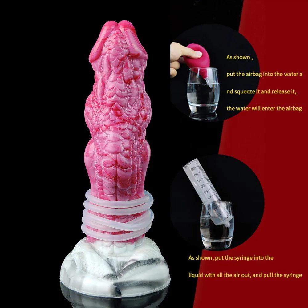 8 - Inch Fantasy Ejaculating Dildo – Dragon Knot, Waterproof - BeastGasm