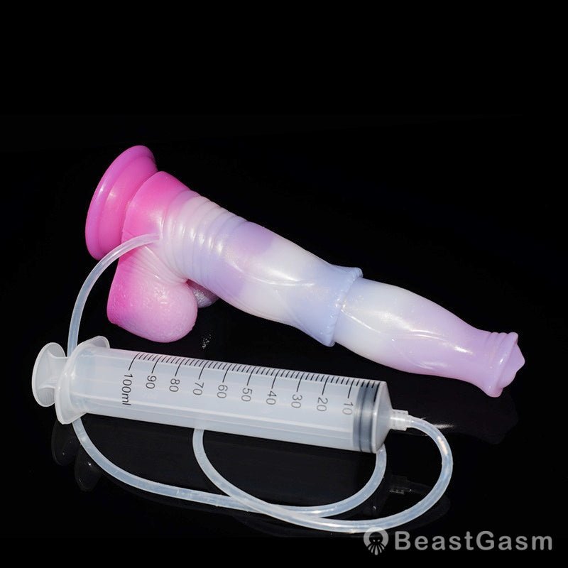 🐎9.6 - Inch Squirting Horse Dildo – Realistic Fantasy Toy with Cum Tube - BeastGasm