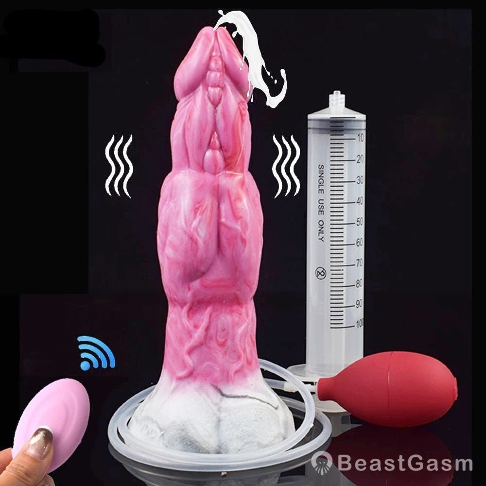 👹 Acastus 9 - Inch Luminous Ejaculating Monster Vibrator – Vibrating Fantasy with Remote Control - BeastGasm
