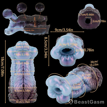 🦑 Alien Abyss Pocket Pussy – Iridescent Fantasy Silicone Stroker - BeastGasm