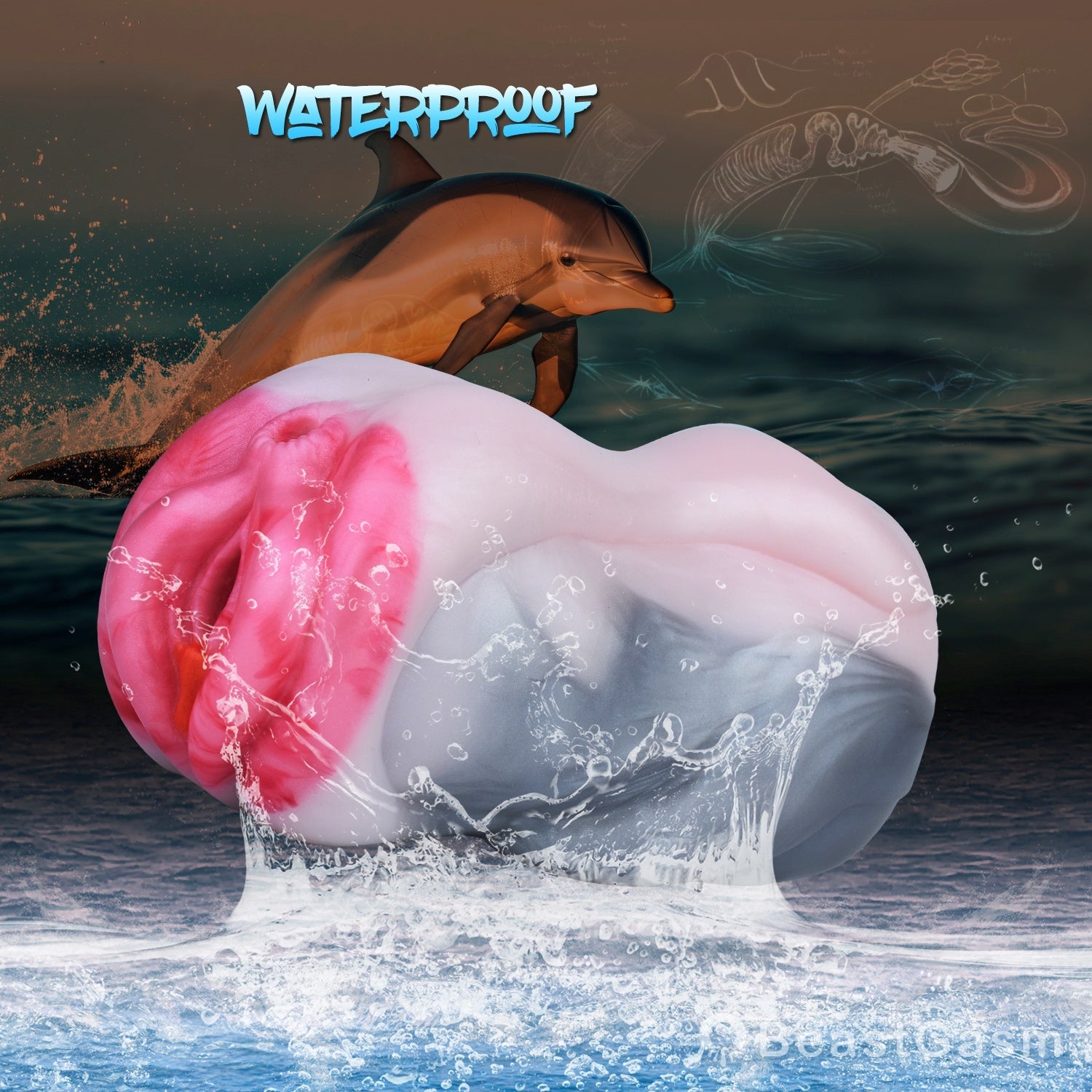Animal Pocket Pussy 🐬 Dolphin Fantasy – Dual Channel Silicone - BeastGasm