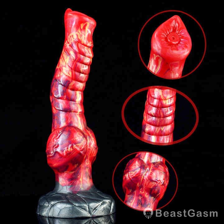 🐺 Aoudo - 9.3" Fantasy Wolf Dildo with Knot & Ribbed Curve - BeastGasm