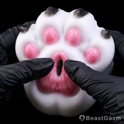 🐺 Arctic Wolf Paw Pocket Pussy – Platinum Silicone Masturbator - BeastGasm