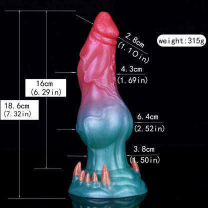 🐺 Augus 7.3” Fantasy Alien Wolf Dildo – Knot & Suction Base - BeastGasm