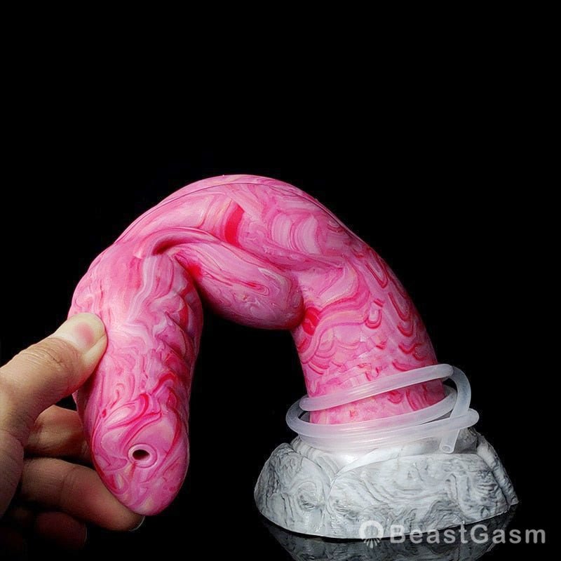 🐺 Azazel 8.4 - Inch Wolf Knot Dildo – Platinum - Cured Silicone Ejaculating Dildo - BeastGasm