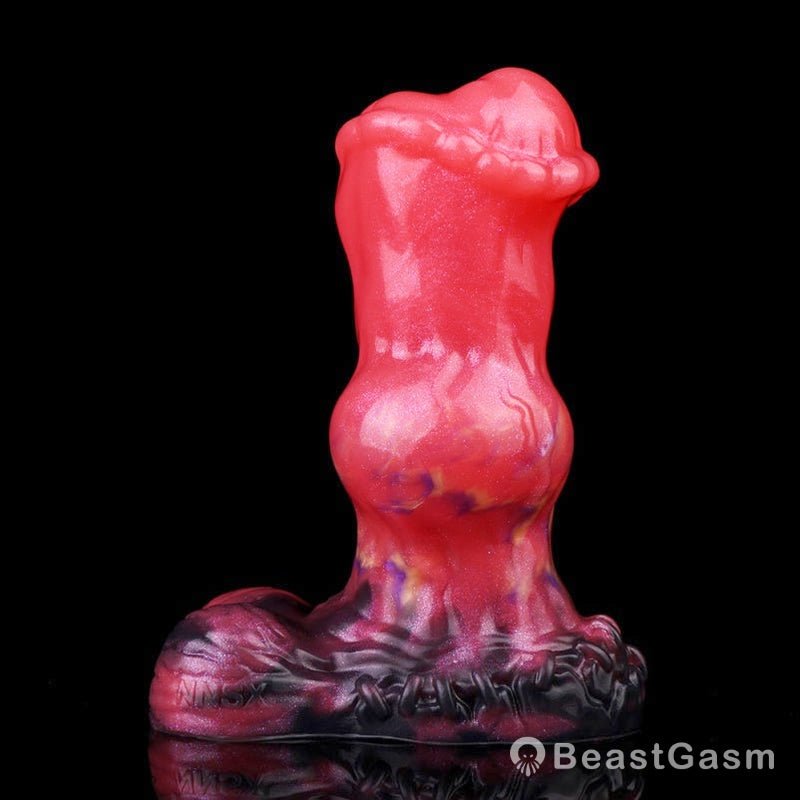 BeastGasm Blood Red Fantasy Dildo Plug – Silicone Suction Anal Toy - BeastGasm