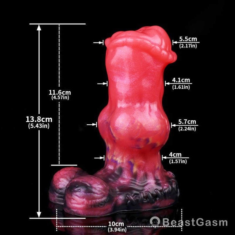 BeastGasm Blood Red Fantasy Dildo Plug – Silicone Suction Anal Toy - BeastGasm