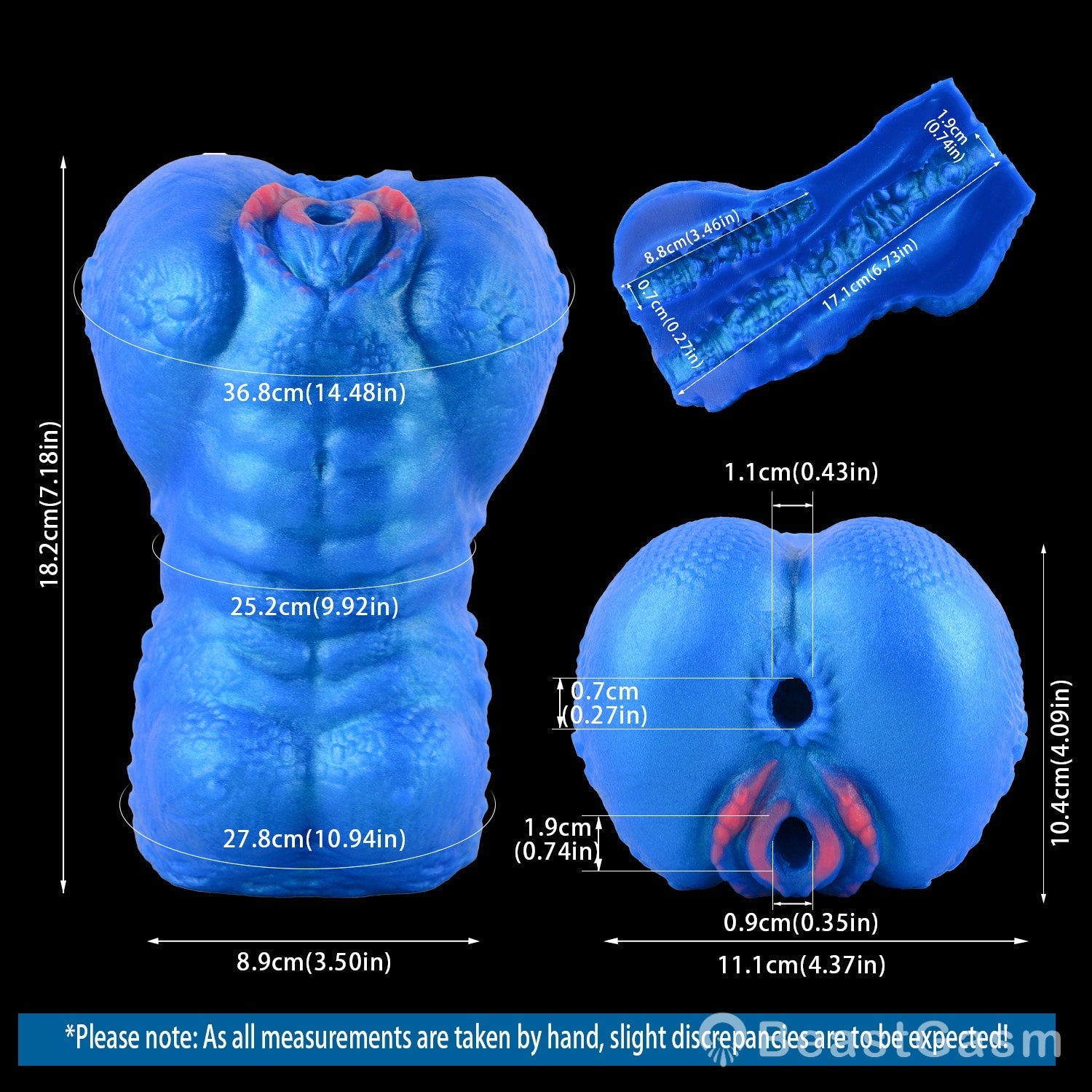 🌀 BeastGasm Blue Scale Predator Alien Torso Fantasy Pocket Pussy - BeastGasm