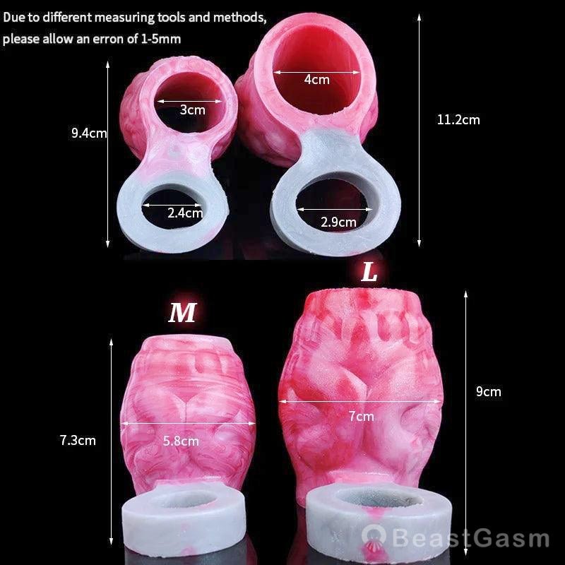 BeastGasm Ribbed Wolf Knot Penis Ring & Enlargement Sleeve - BeastGasm