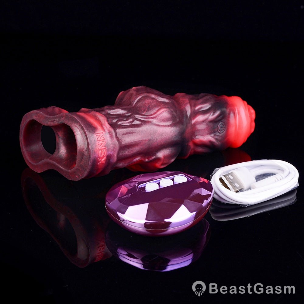 Blood - Red Fantasy Vibrating Cock Sleeve – Deep Pleasure - BeastGasm
