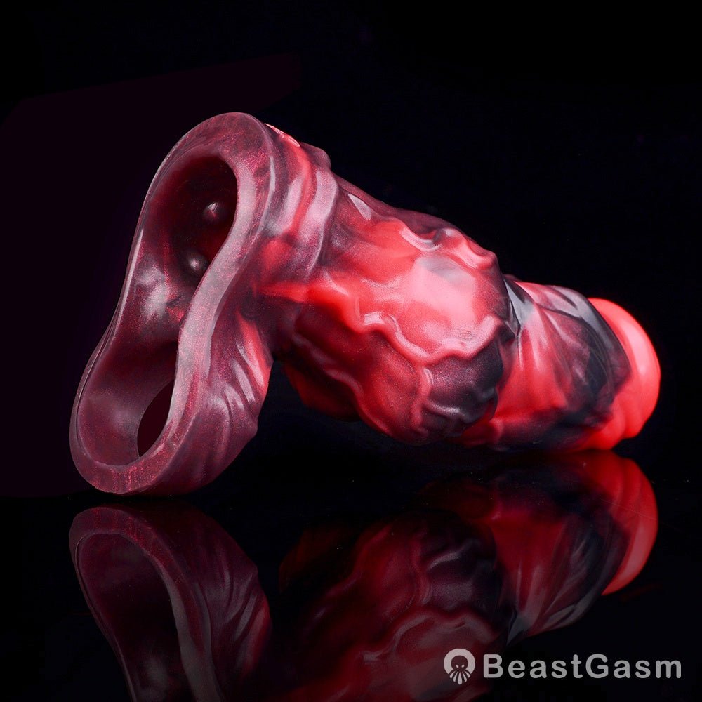 Blood - Red Fantasy Vibrating Cock Sleeve – Deep Pleasure - BeastGasm