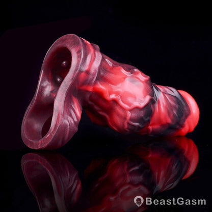Blood - Red Fantasy Vibrating Cock Sleeve – Deep Pleasure - BeastGasm