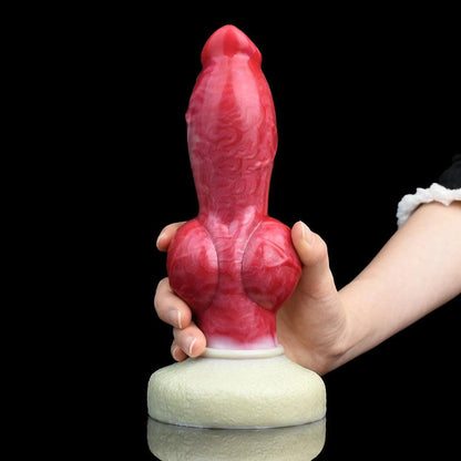 Canine Knot Plug with Suction Cup | 8.66 in Platinum Silicone - BeastGasm