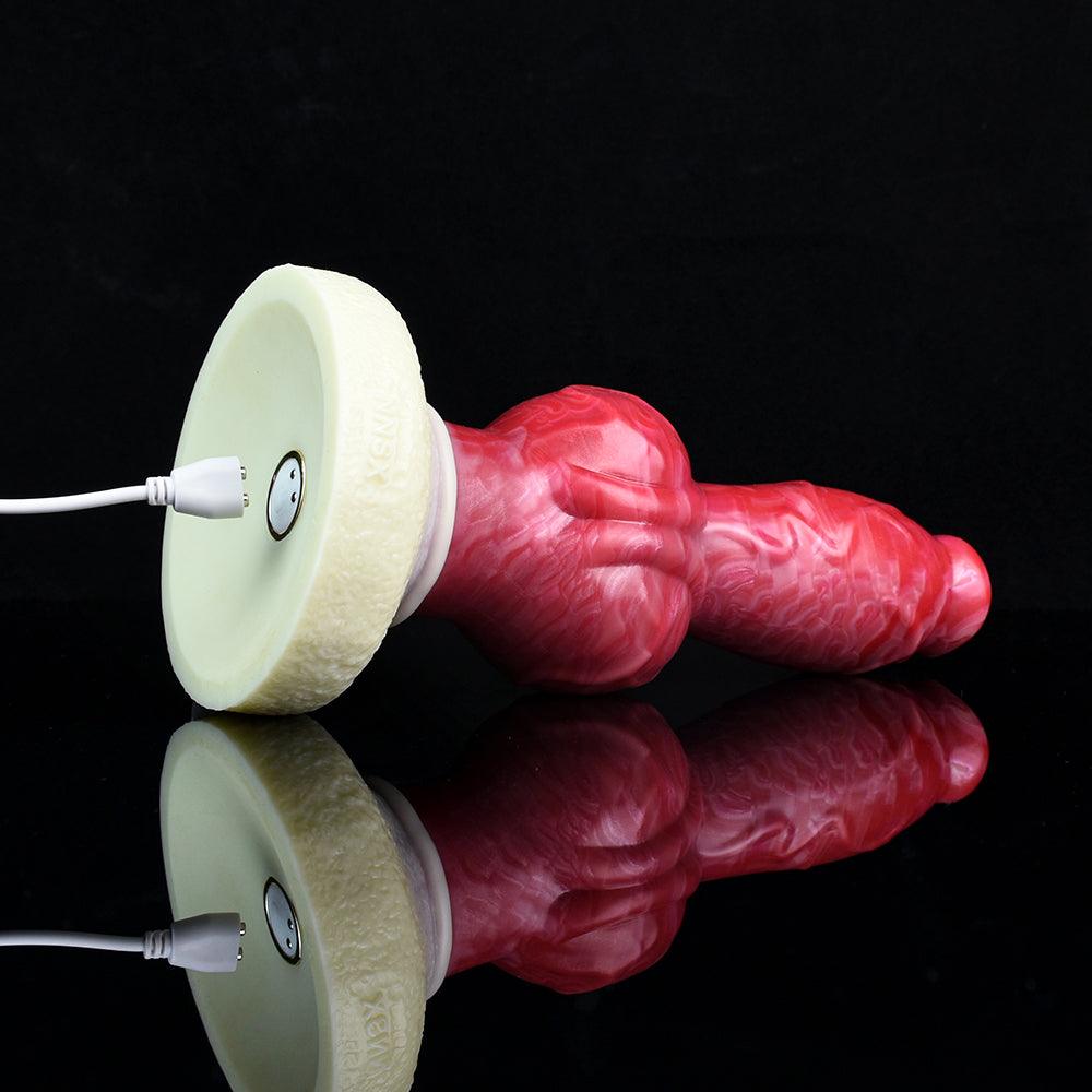 Canine Knot Plug with Suction Cup | 8.66 in Platinum Silicone - BeastGasm