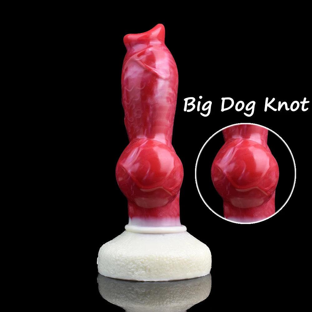 Canine Knot Plug with Suction Cup | 8.66 in Platinum Silicone - BeastGasm
