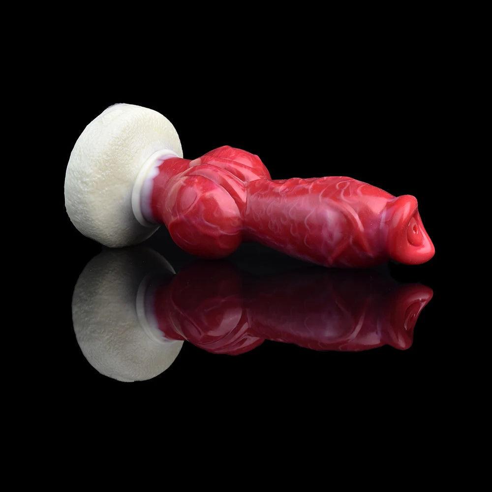 Canine Knot Plug with Suction Cup | 8.66 in Platinum Silicone - BeastGasm