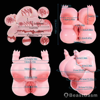 🧸 Chubby Bear-Girl Sex Doll Torso – Dual-Channel Silicone Toy - BeastGasm