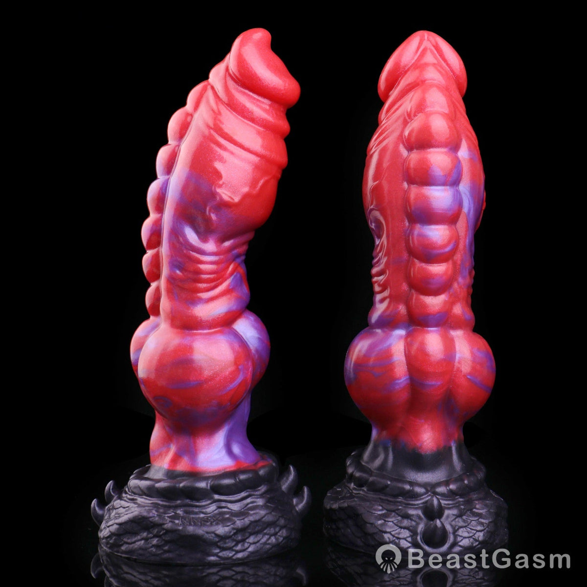 🐦‍🔥 Crimson Dragon Fantasy Dog Dildo — Multi-Texture Platinum Silicone - BeastGasm