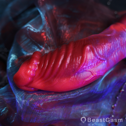 🐉 Crimson Dragon Fantasy Dog Dildo — Rope-Twist & Knot - BeastGasm
