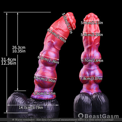🐺 Crimson Hellhound Fantasy Dog Dildo — Graduated Knot - BeastGasm