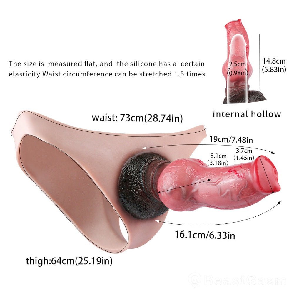 🐕 Crimson Hound Dog Knot Wearable Penis Sleeve Panty - BeastGasm