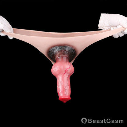 🐕 Crimson Hound Dog Knot Wearable Penis Sleeve Panty - BeastGasm