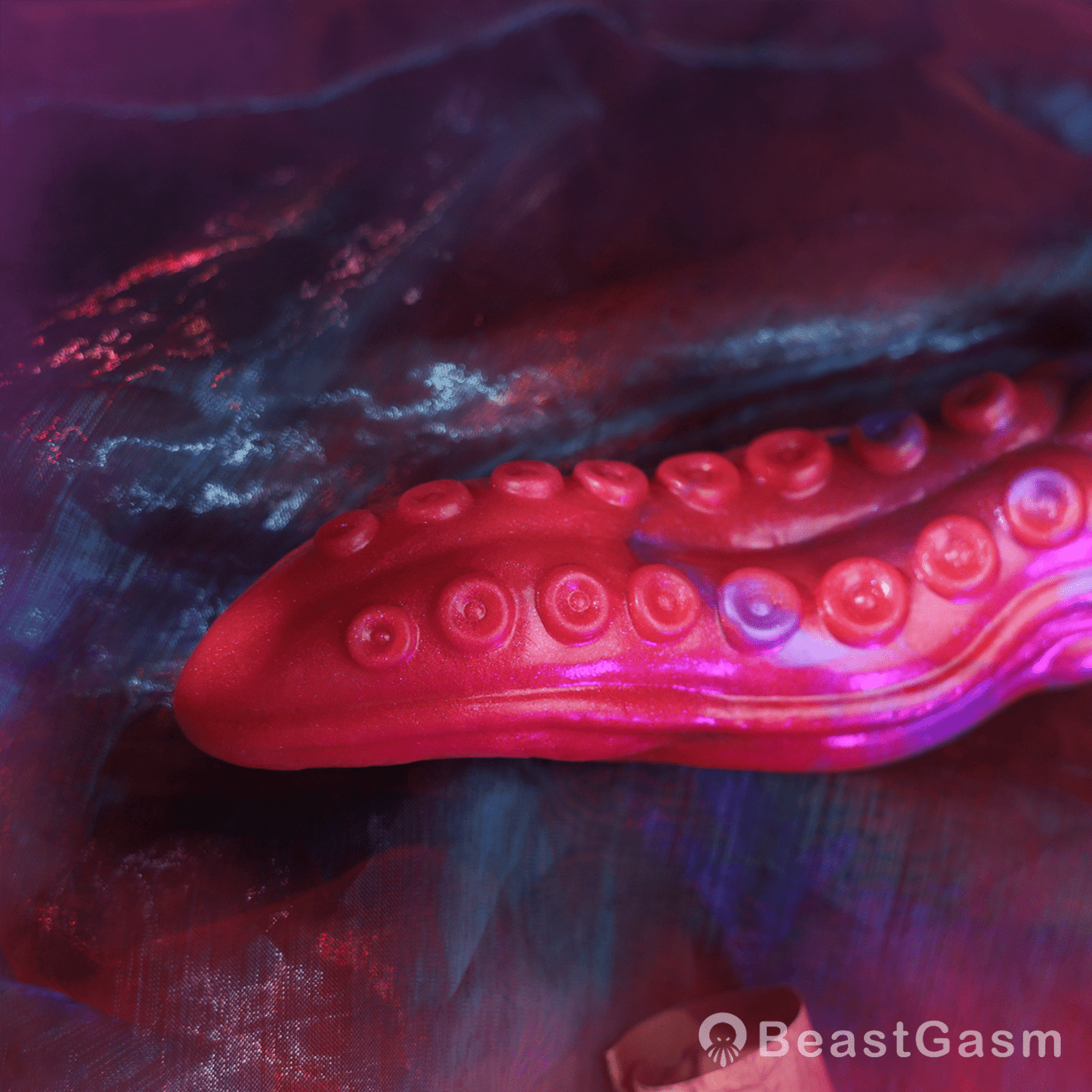 🐙 Crimson Kraken Fantasy Tentacle Dildo — Multi-Lobe & Suckers - BeastGasm