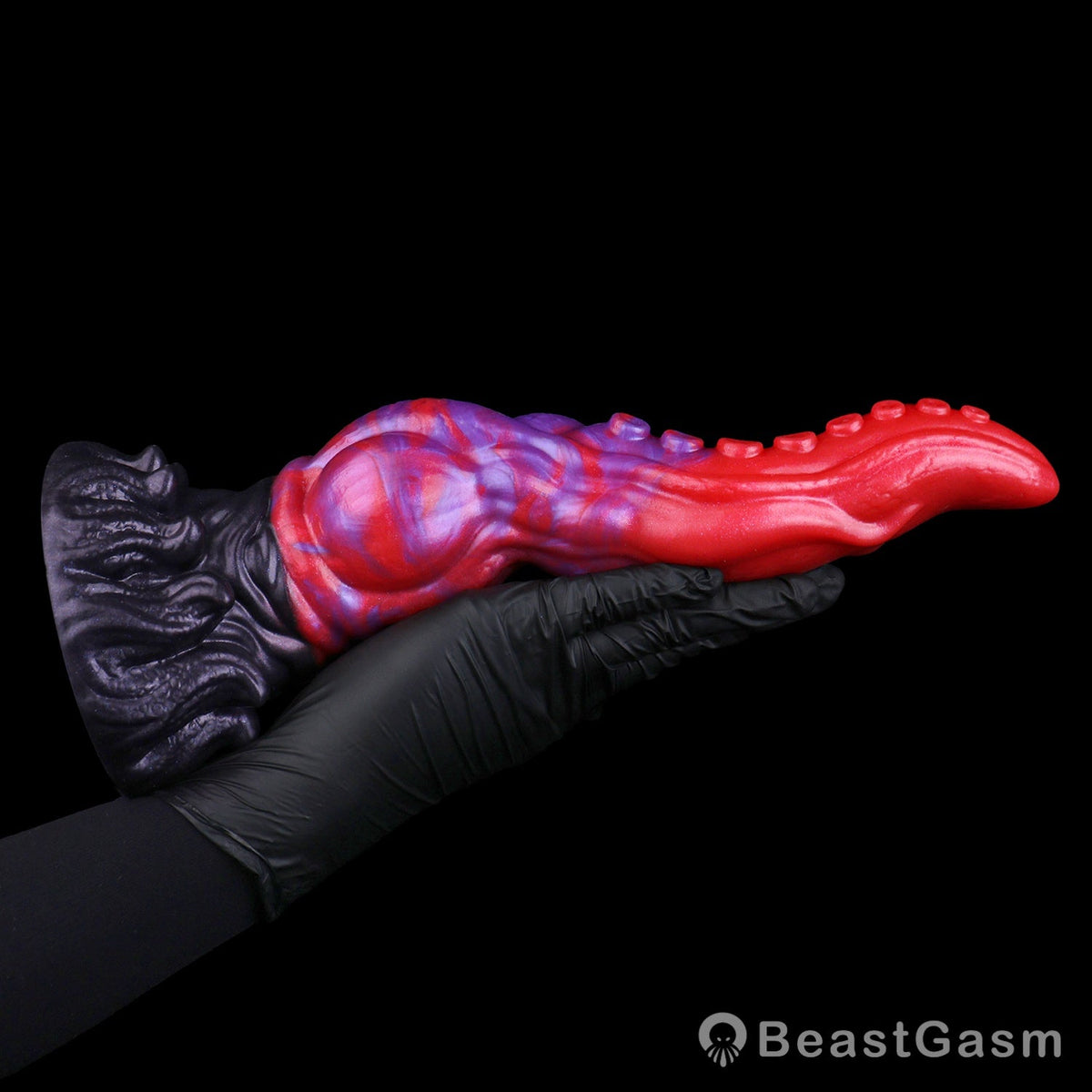 🐙 Crimson Kraken Fantasy Tentacle Dildo — Multi-Lobe & Suckers - BeastGasm