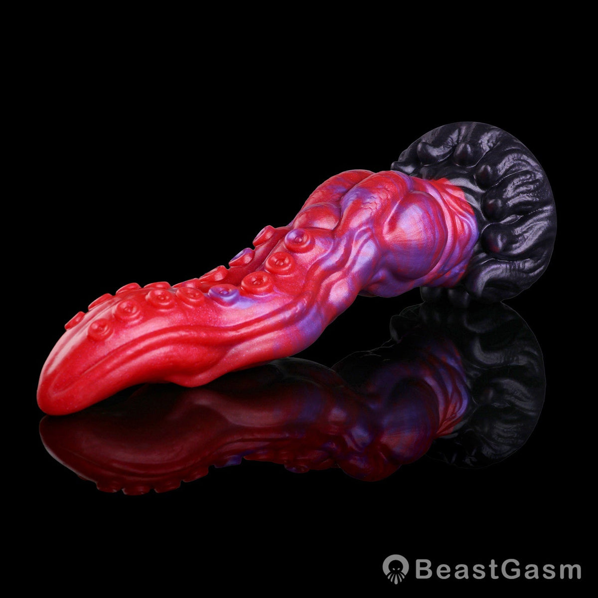 🐙 Crimson Kraken Fantasy Tentacle Dildo — Multi-Lobe & Suckers - BeastGasm