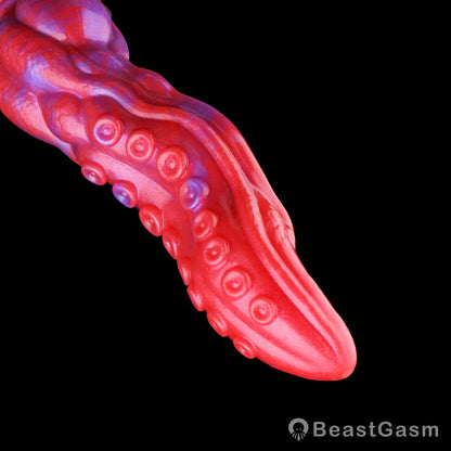 🐙 Crimson Kraken Fantasy Tentacle Dildo — Multi-Lobe & Suckers - BeastGasm
