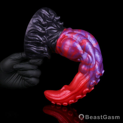 🐙 Crimson Kraken Fantasy Tentacle Dildo — Multi-Lobe & Suckers - BeastGasm