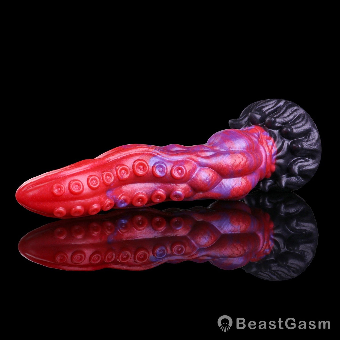 🐙 Crimson Kraken Fantasy Tentacle Dildo — Multi-Lobe & Suckers - BeastGasm