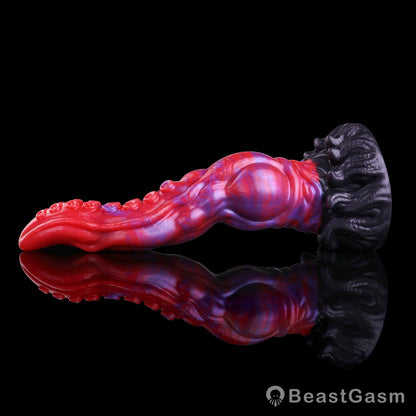 🐙 Crimson Kraken Fantasy Tentacle Dildo — Multi-Lobe & Suckers - BeastGasm